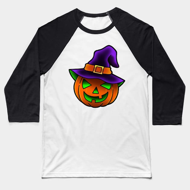 Halloween Pumpkin Baseball T-Shirt by Glockink